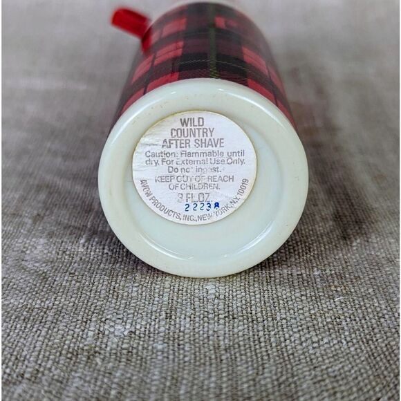 1970s Avon Thermos Red Plaid Glass Wild Country After Shave EMPTY - Picture 5 of 6